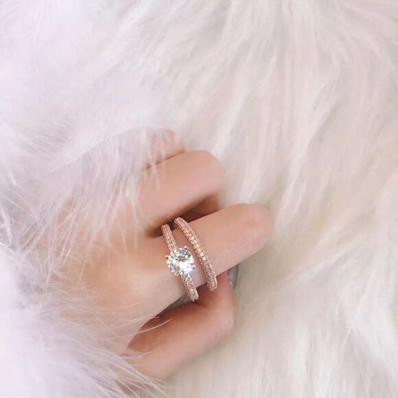 NEW! Dainty “Chloe” 18K RG Engagement Ring Set 💎 - Picture 8 of 8